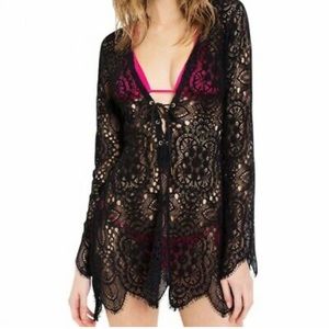 L’Agent Aaliyah Lace Beach Swimsuit Cover Up Black